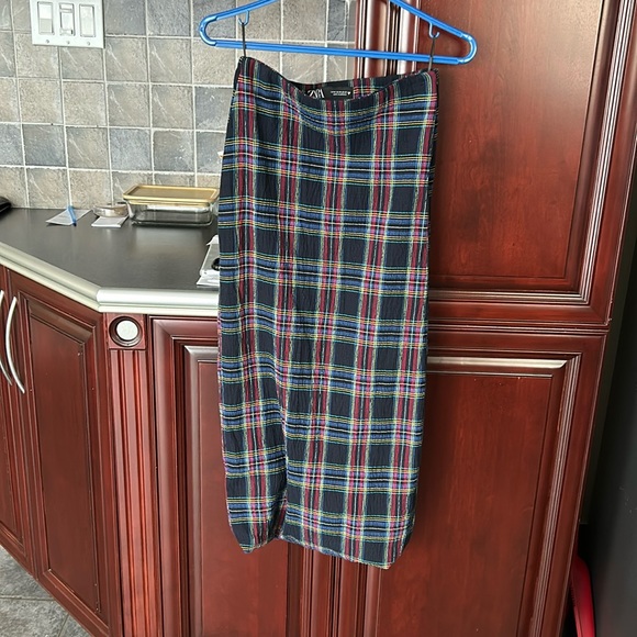 ZARA plaid midi skirt size extra small - Picture 4 of 10